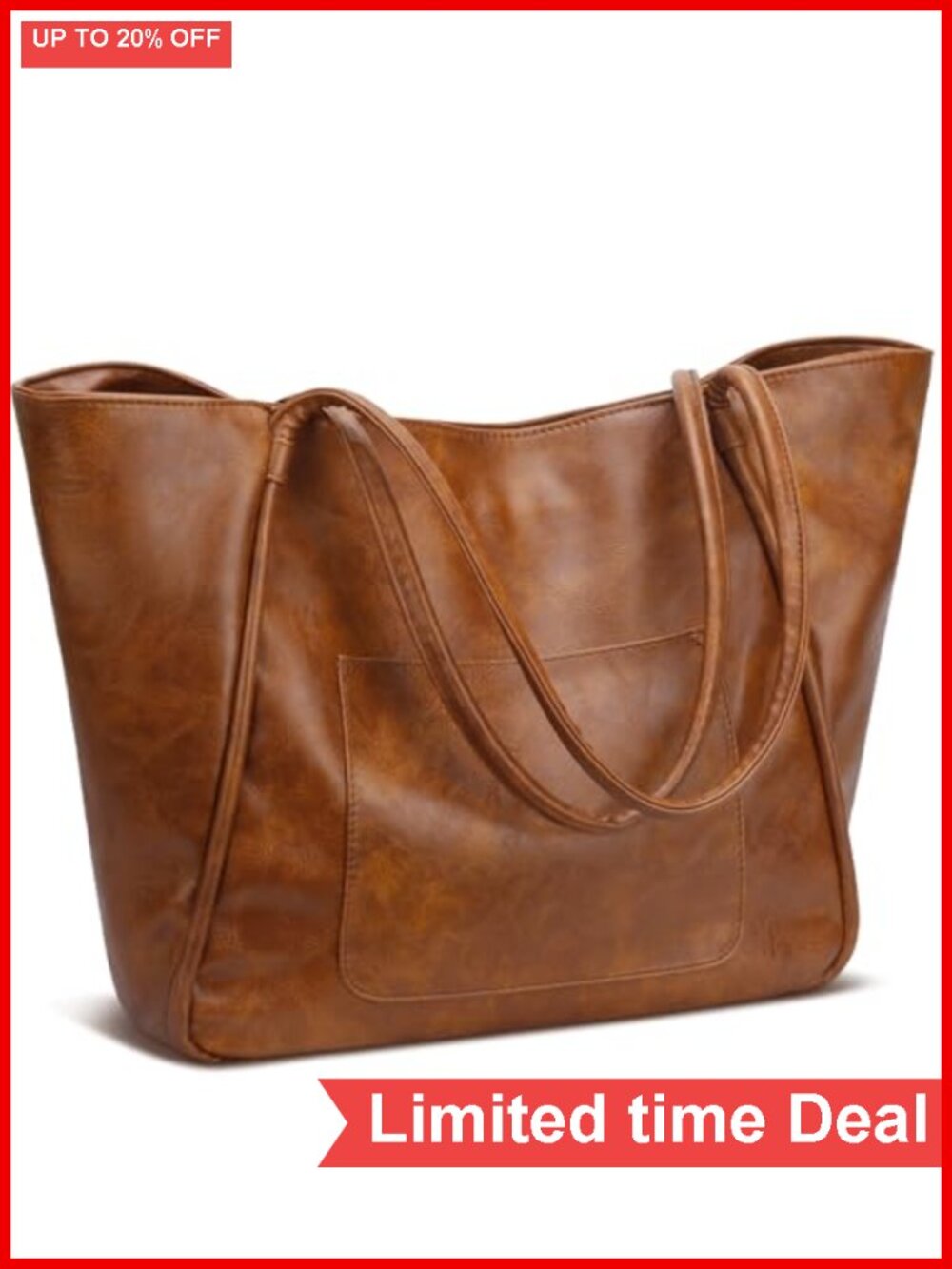 Large PU Leather Tote Bag for Women with Zipper Work Travel Purse Handbags
